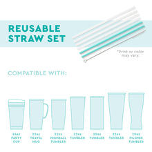 Load image into Gallery viewer, Let's Go Girls + Pink Glitter Reusable Straw Set