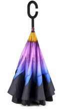 Load image into Gallery viewer, Purple and Blue Flower Inverted Umbrella