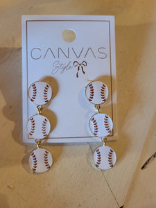 Baseball Triple Drop Earrings