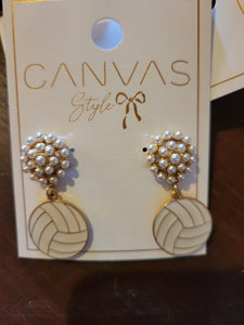 Volleyball and Pearl Cluster Earrings
