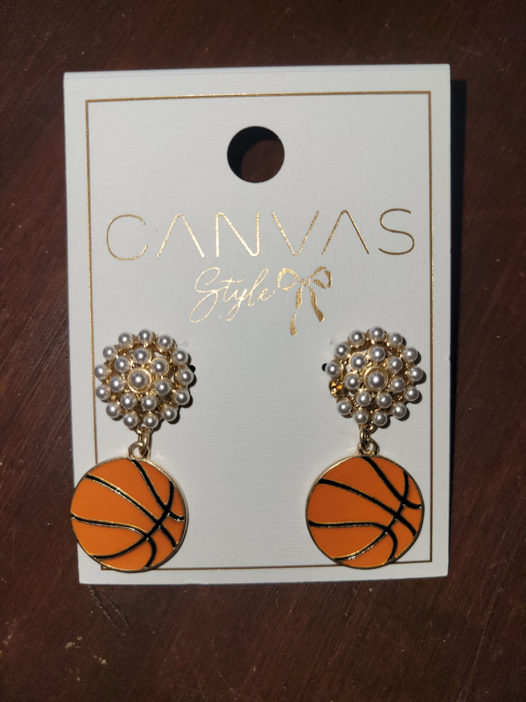 Basketball Pearl Cluster Earrings
