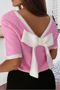 Bow Back Pink Sweater Top