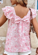 Load image into Gallery viewer, Pink Floral Bow Back Top
