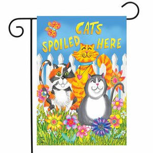 Cats Spoiled Here Floral Garden Flag