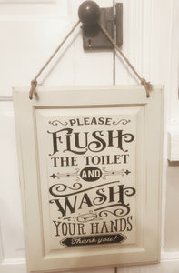 Flush and Wash Your Hands Sign