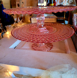 Rochester Footed Cake Plate Pink