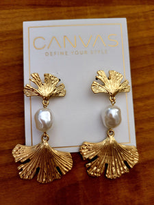 Vivy Ginkgo & Pearl Statement Earrings