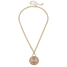 Load image into Gallery viewer, Verona Enamel Bee Pendant Necklace in Blush Pink
