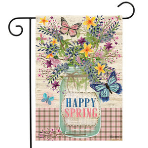 Happy Spring Mason Jar Garden Flag