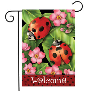 Ladybugs on Leaves Spring Garden Flag