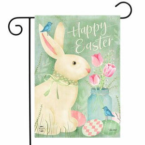 Easter Bunny and Tulips Primitive Garden Flag