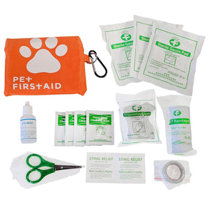 19pc Travel Pet First Aid Kit with Carabiner