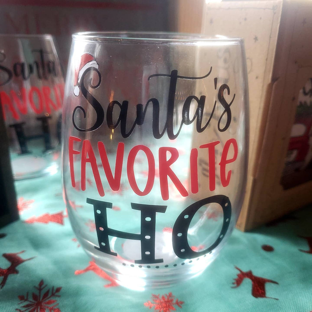 Santa's Favorite Ho Wine Glass