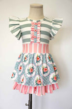 Load image into Gallery viewer, Pink Floral and Stripes Dress
