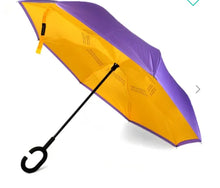 Load image into Gallery viewer, Purple and Gold Inverted Umbrella
