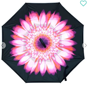 Pink Flower Inverted Umbrella