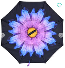Load image into Gallery viewer, Purple and Blue Flower Inverted Umbrella
