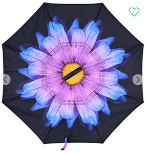 Purple and Blue Flower Inverted Umbrella