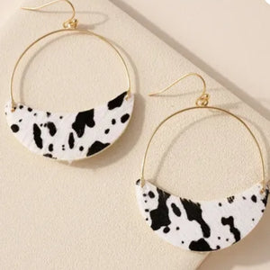 Animal Print Calf Hair Dangling Earrings