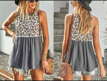 Load image into Gallery viewer, Leopard Flowy Ruched Tank
