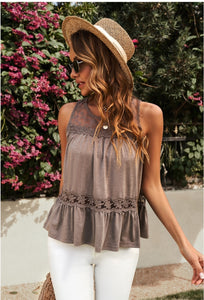 Lace Embroidery Ruffled Top