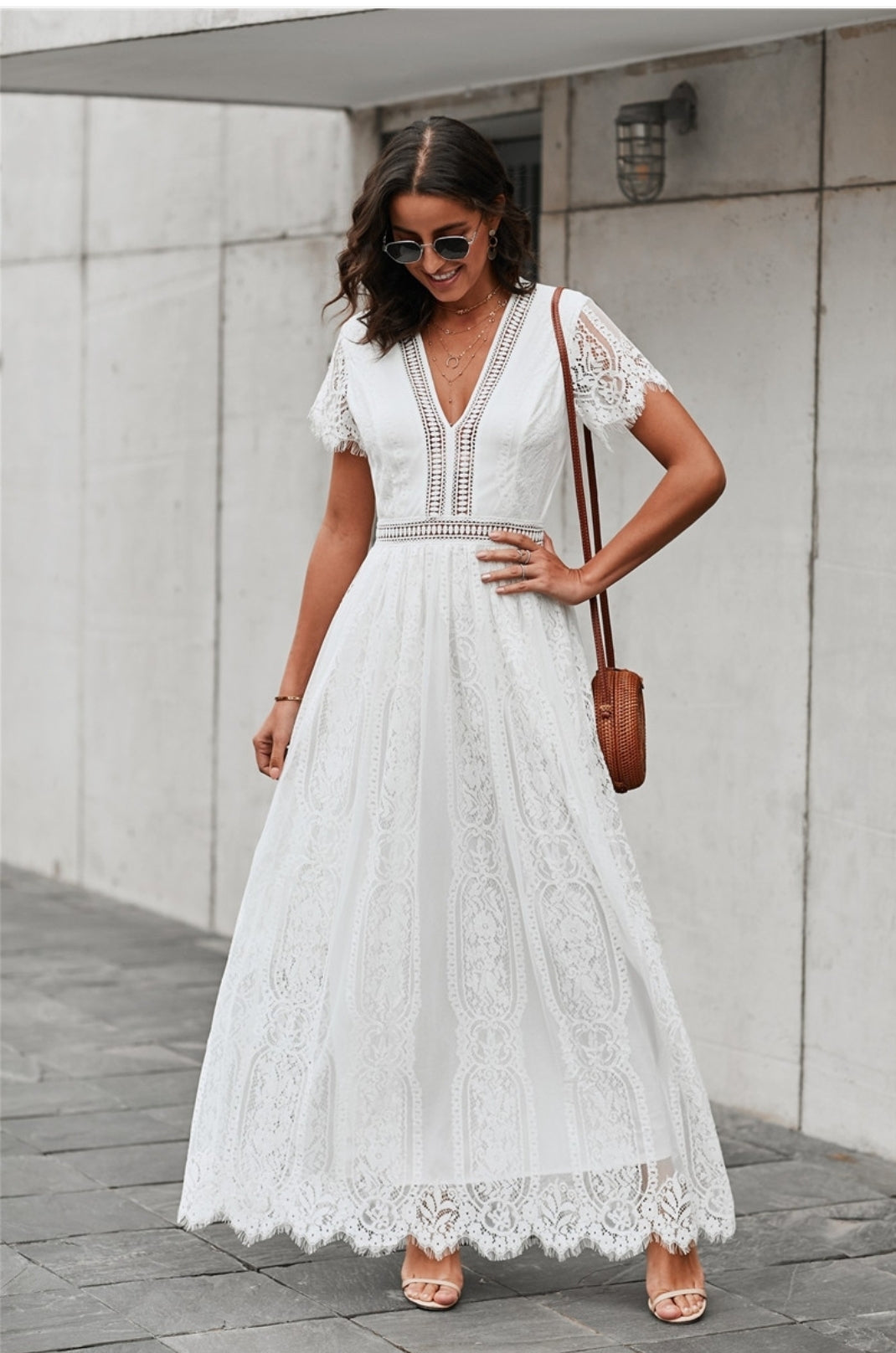 White Lace Dress Knot Too Shabby-Amelia White Lace Dress Knot Too Shabby-Amelia
