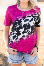 Load image into Gallery viewer, Hot Pink and Cow Print Tee
