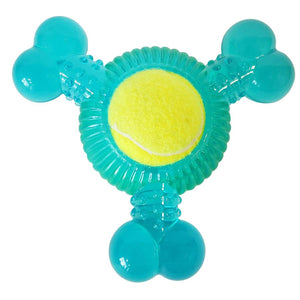 3-Bone Dog Squeaker Tennis Ball Chew Toy