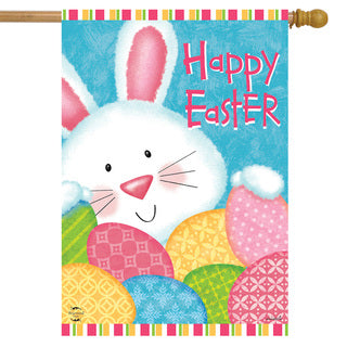 Bunny and Eggs Easter House Flag