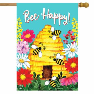 Bee Happy Hive Spring House Flag