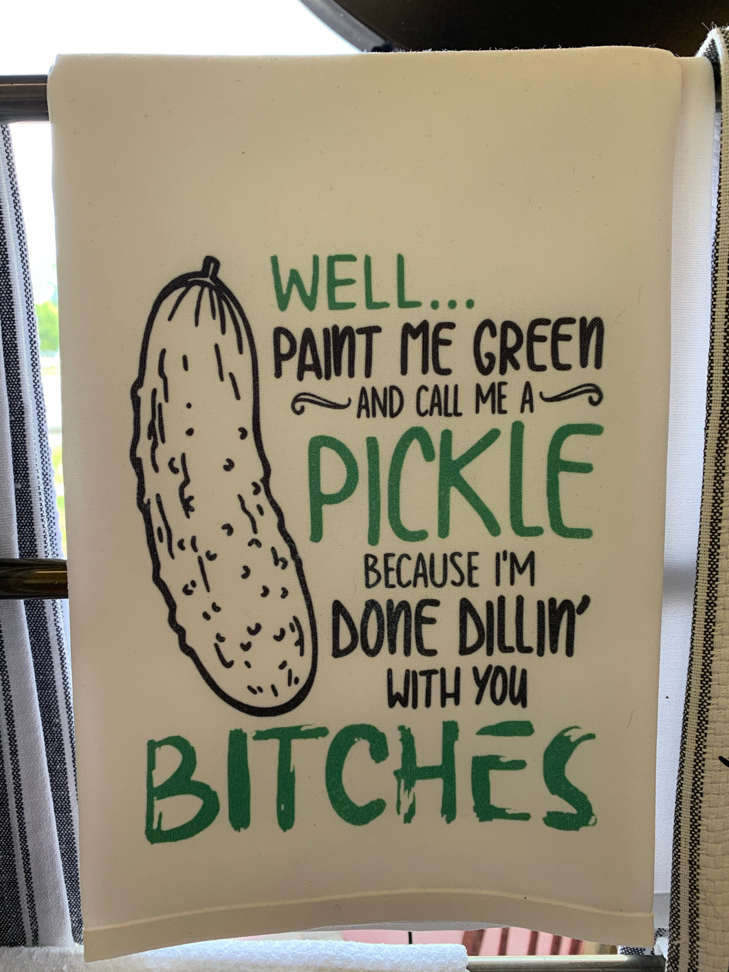 Paint Me Green Pickle Tea Towel
